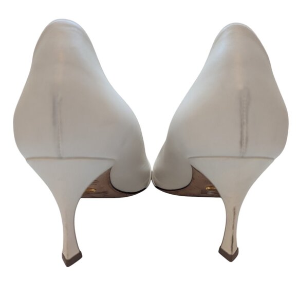 SERGIO ROSSI Metallic-trimmed Leather D’Orsay Kitten Heels - Picture 7 of 9